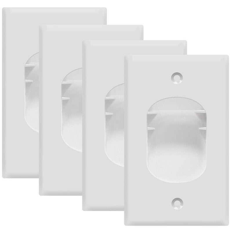 TOPGREENER Recessed Low Voltage Cable Wall Plate for Home Theaters, Size 1-Gang 4.50" x 2.75", Polycarbonate Thermoplastic, TG8881-4PCS, White (4 Pack) - Image 1